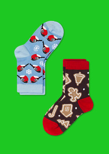 Цветные носки JNRB: Носки детские (2 пары) Снегири и сладкий пряник