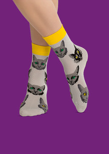 Цветные носки JNRB: Носки Коты серые