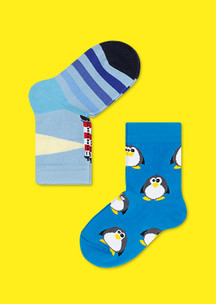 Look для всей семьи Довольный пингвин JNRB: Носки детские (2 пары) Пингвин и маяк