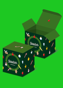 Зеленые Funny Socks: Коробка Что растёт на ёлке для 4 пар