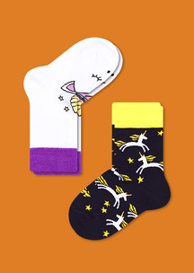 Носки для всей семьи Ночной единорог JNRB: Носки детские (2 пары) Рожки Единорожки