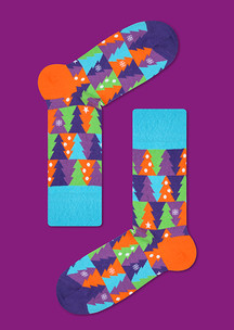 Цветные носки JNRB: Носки Снежные ёлки