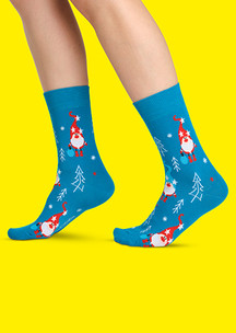 Цветные носки JNRB: Носки Гномик в зимнем лесу