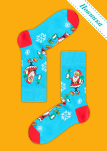 Новогодние носки JNRB: Носки Дед Мороз - синий нос