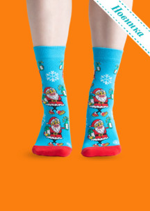 Женские носки JNRB: Носки Дед Мороз - синий нос